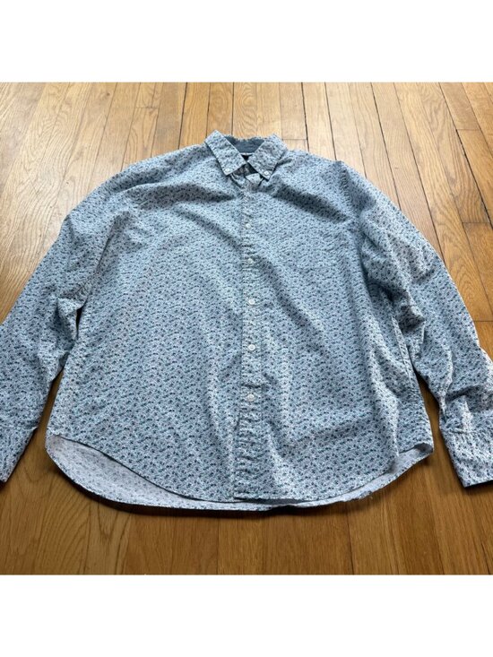 J. Crew Size L Floral Long Sleeve Button Down Classic Shirt Blue Preppy - Picture 2 of 12